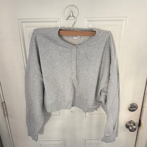 Aerie Gray Button-Up Sweatshirt